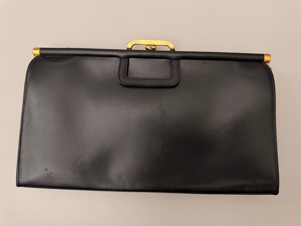 Vintage Dofan French Clutch Bag Black Leather
